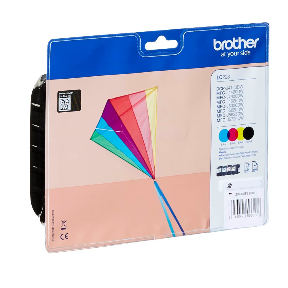 Brother Tintenpatrone gelb, magenta, schwarz, cyan (LC-223VALBPDR)