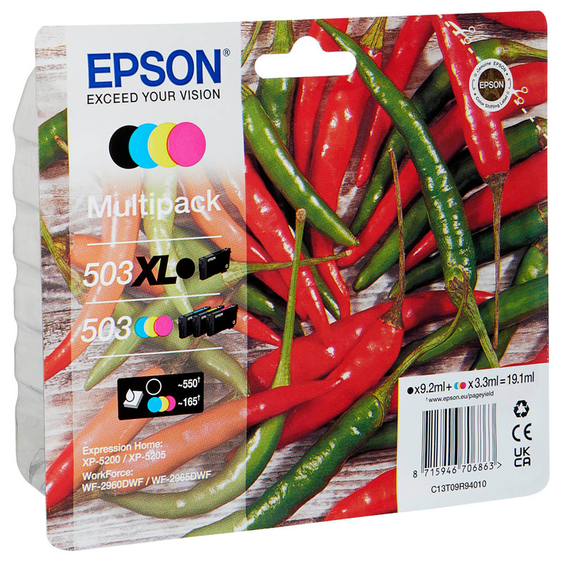 Epson Tintenpatrone gelb, magenta, schwarz, cyan HC (C13T09R94010, 503, 503XL)