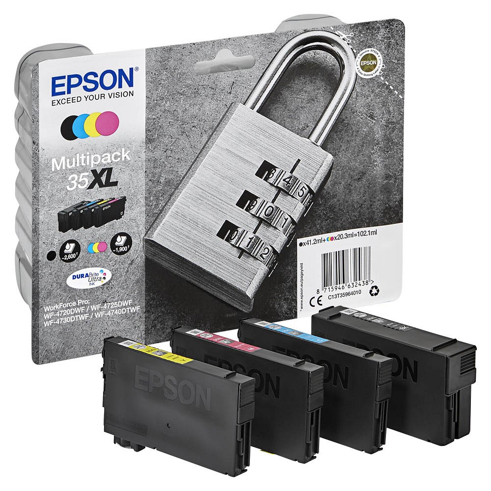 Epson Tintenpatrone gelb, magenta, schwarz, cyan HC (C13T35964010, 35XL)