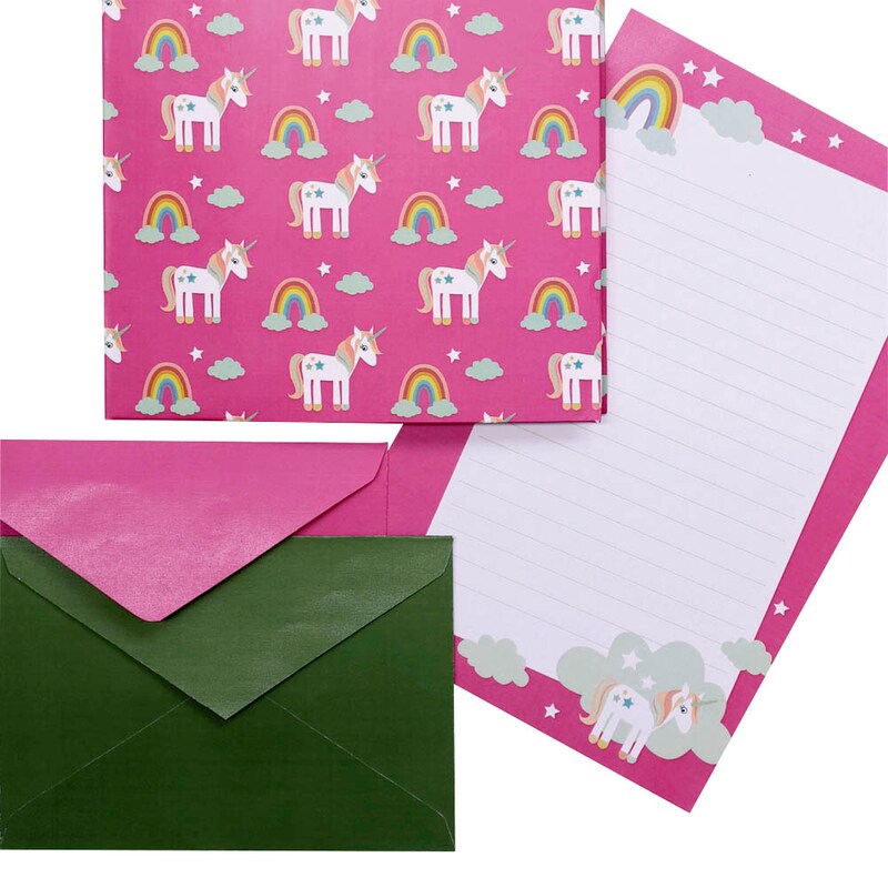 artoz Briefpapier mit Briefhüllen Einhorn pink ca. DIN A5 80 g/qm 1 Pack