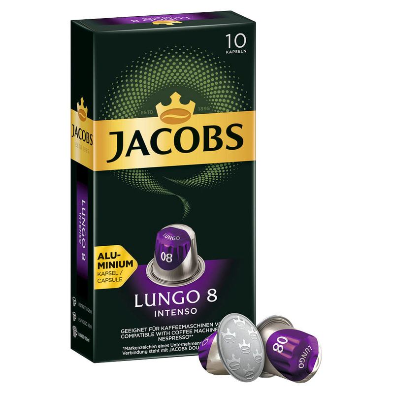 JACOBS LUNGO INTENSO Kaffeekapseln, Arabica- und Robustabohnen kräftig, 10 Portionen