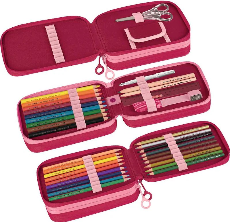 BRUNNEN Federmäppchen befüllt s'maepp Fruity Love rosa/rot 33-teilig, 20,0 x 7,5 cm