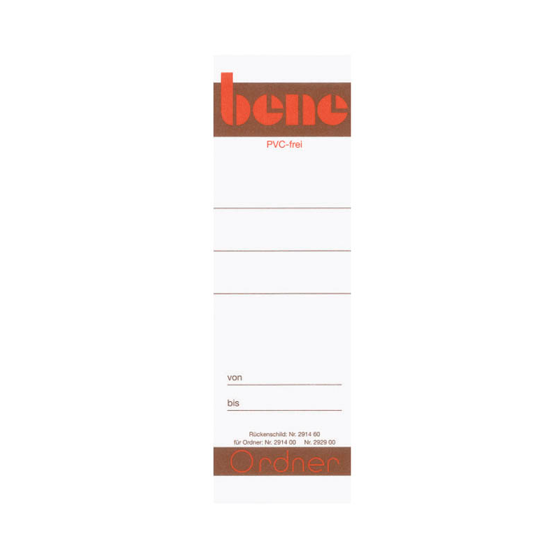 bene Einsteck-Rückenschilder weiß für 8,0 cm Rückenbreite, 10 St.