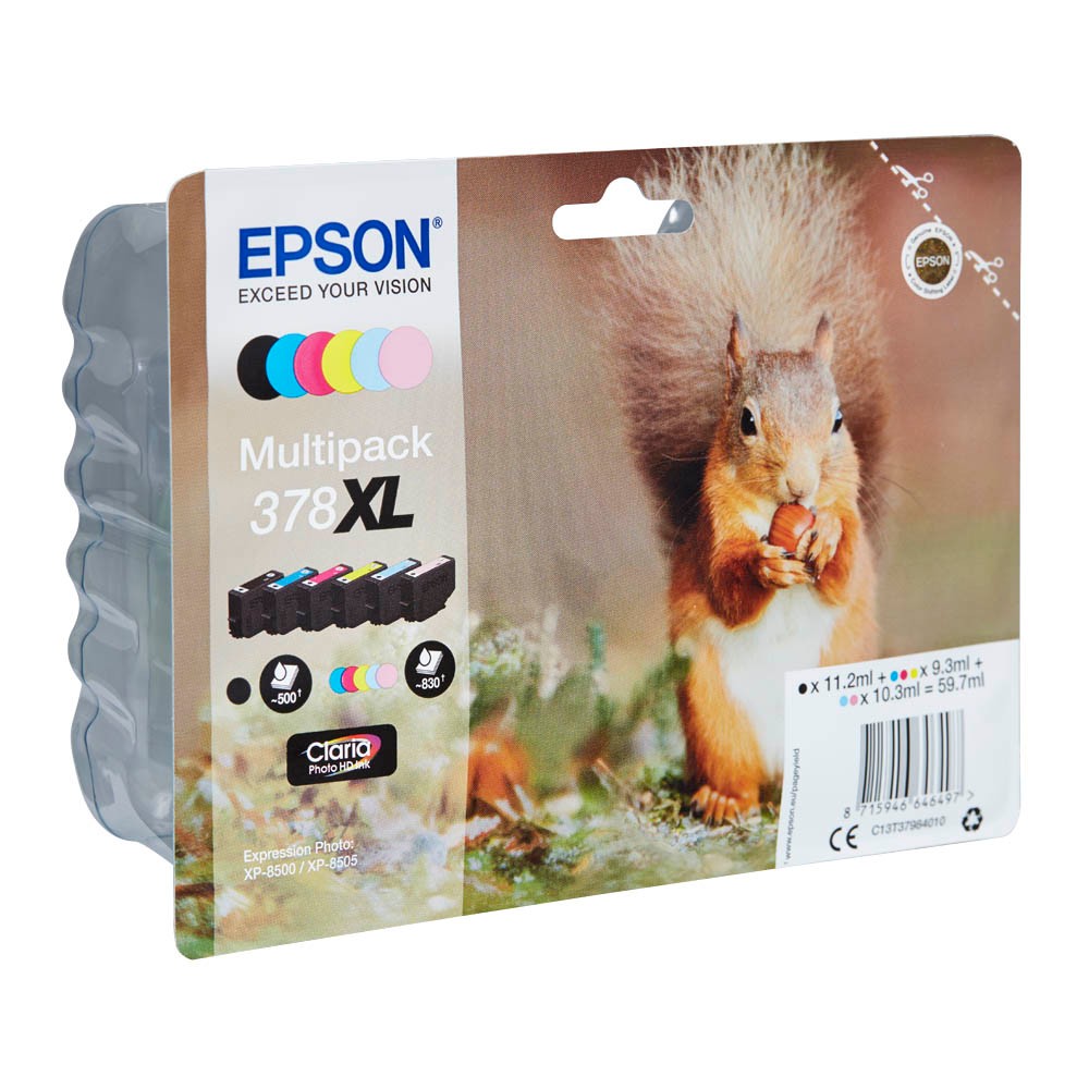 Epson Tintenpatrone gelb, cyan light, magenta light, magenta, schwarz, cyan HC (C13T37984010, 378XL)