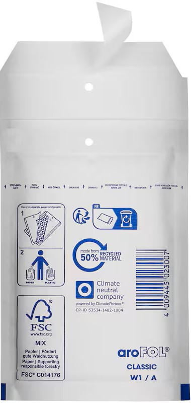 aroFOL® CLASSIC Luftpolstertaschen W1/A weiß für DIN A7, 200 St.