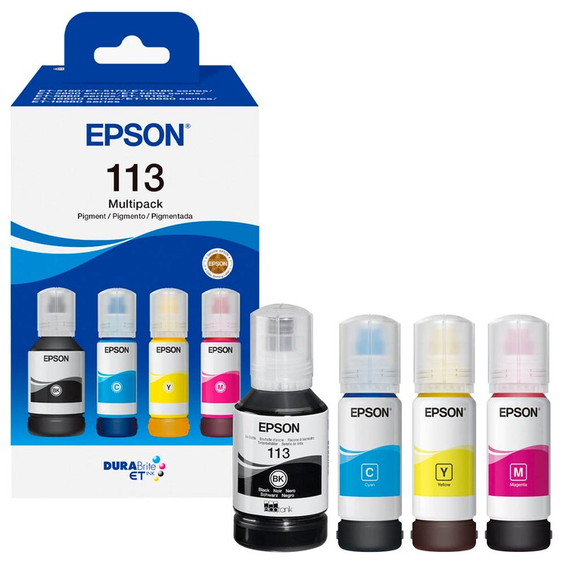 Epson Tintennachfüllfläschchen gelb, magenta, schwarz, cyan (C13T06B640, 113)