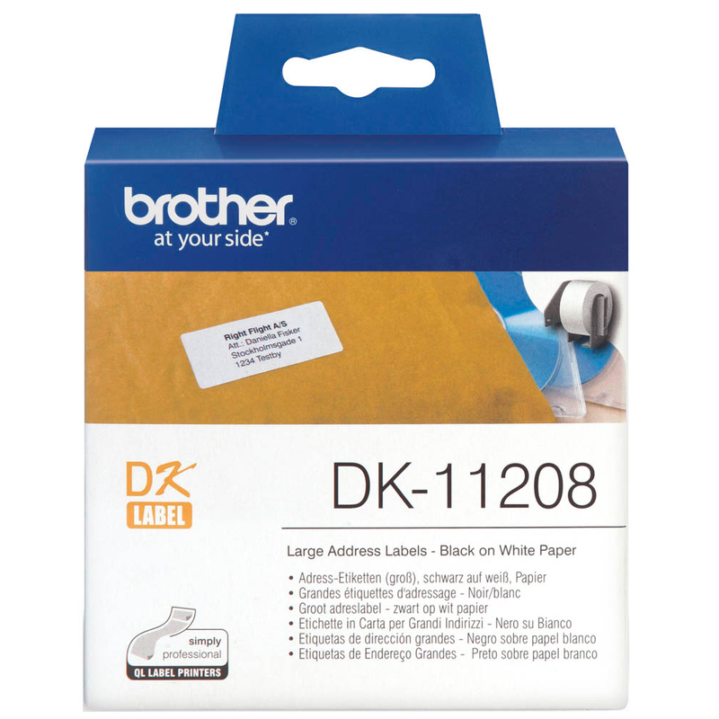 Brother Etikettenrolle für Etikettendrucker DK11208 weiß, 38,0 x 90,0 mm, 1 x 400 Etiketten