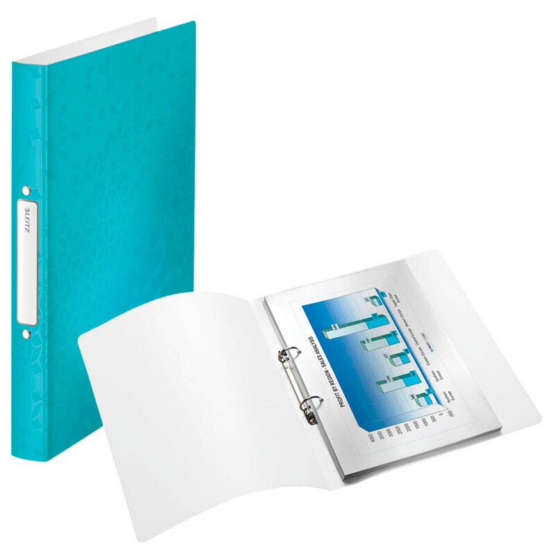 LEITZ WOW Ringbuch 2-Ringe eisblau-metallic 3,2 cm DIN A4, 1 St.