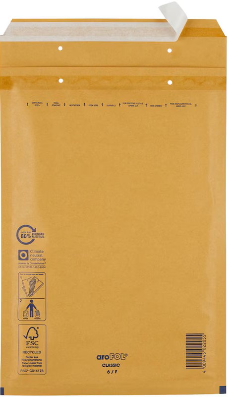 aroFOL® CLASSIC Luftpolstertaschen 6/F braun für DIN A4, 100 St.