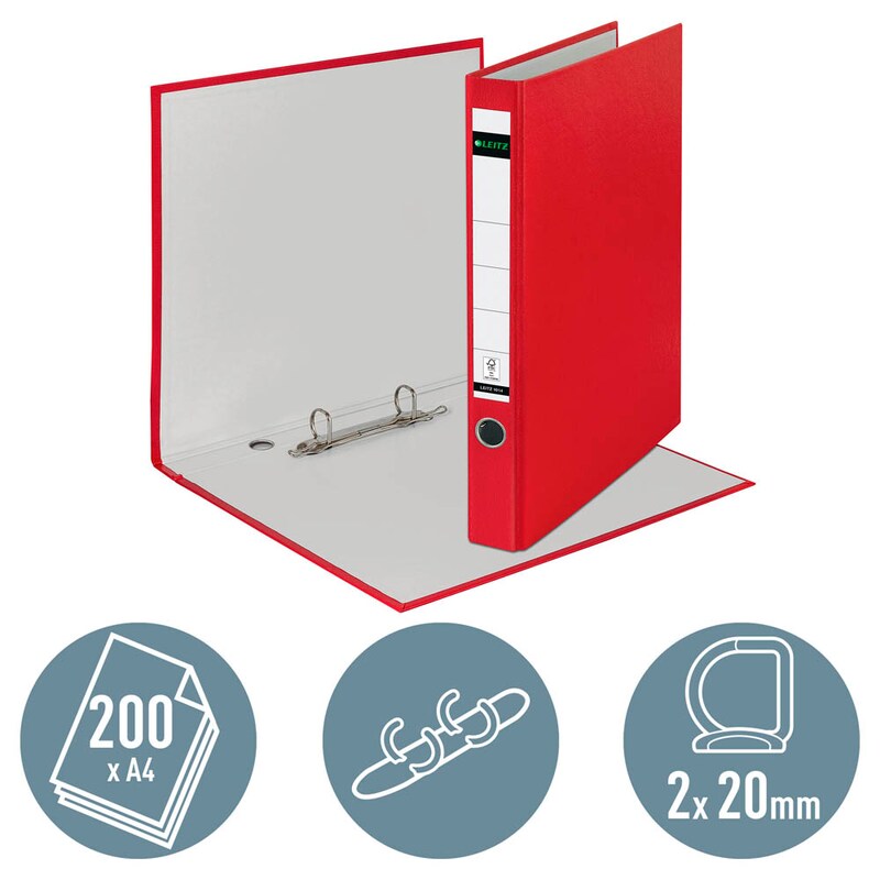 LEITZ 1014 Ringbuch 2-Ringe rot 3,5 cm DIN A4, 1 St.