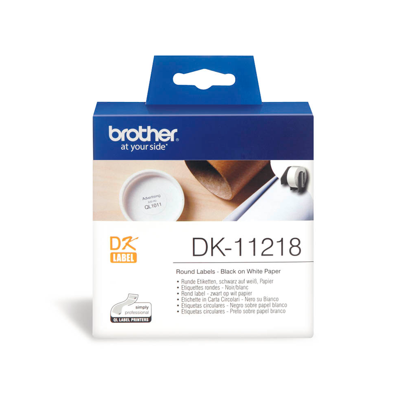 brother Etikettenrolle für Etikettendrucker DK11218 weiß, Ø 24,0 mm, 1 x 1.000 Etiketten