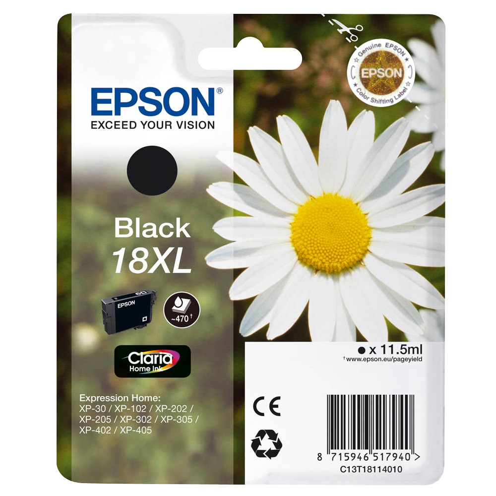 Epson 18 XL / C13T18114012 Tinte Black