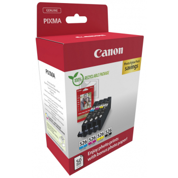 4540B019 CANON CLI526 Pixma Tinte+Fotopapier (4) cmyk w/o SEC 4x9ml