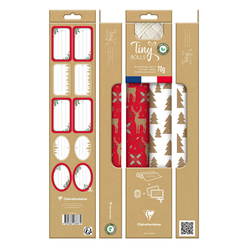 Clairefontaine Geschenkpapier Set Tiny Rolls mehrfarbig, 5,0 m