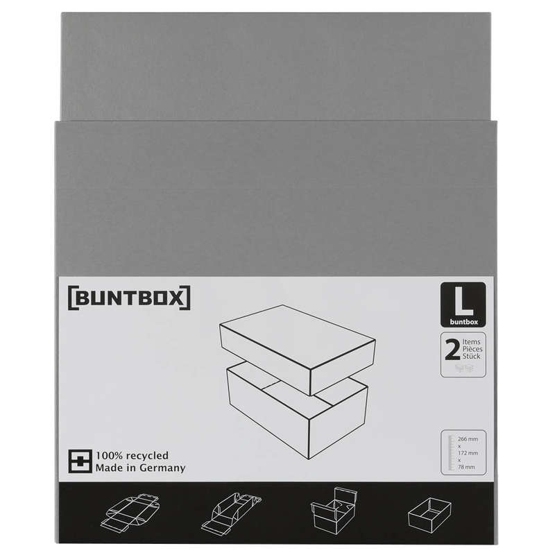 BUNTBOX L Geschenkboxen 3,6 l grau 26,6 x 17,2 x 7,8 cm, 2 St.
