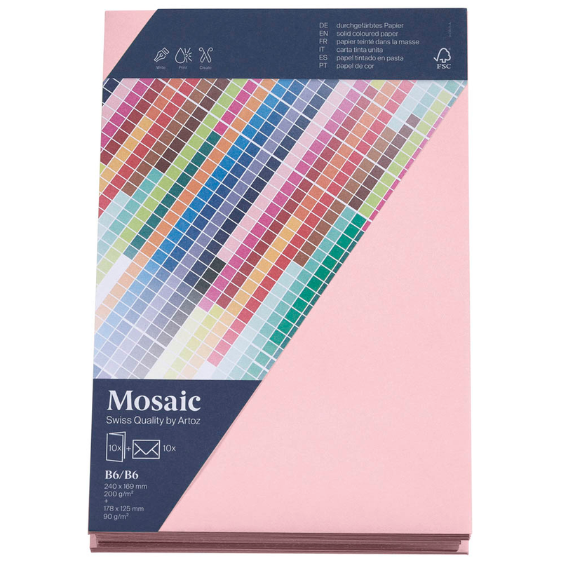 artoz Faltkarten mit Briefumschlägen Mosaic 943601-485 rosa DIN B6, 10 St.