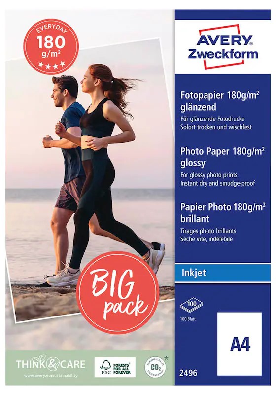 AVERY Zweckform Fotopapier 2496 DIN A4 glänzend 180 g/qm 100 Blatt