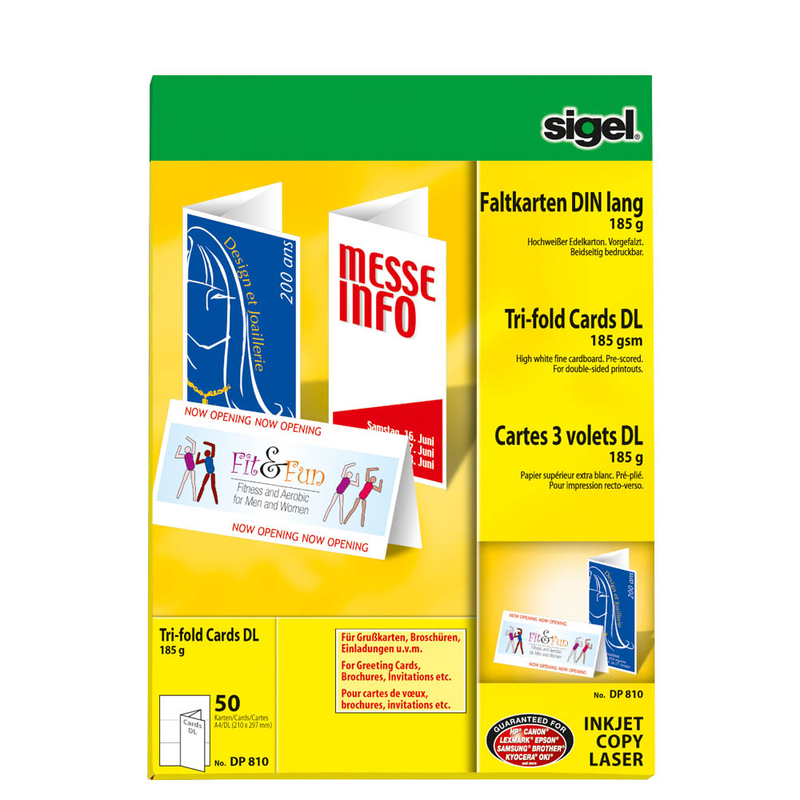 SIGEL Faltkarten weiß DP810 weiß DIN lang, 50 St.