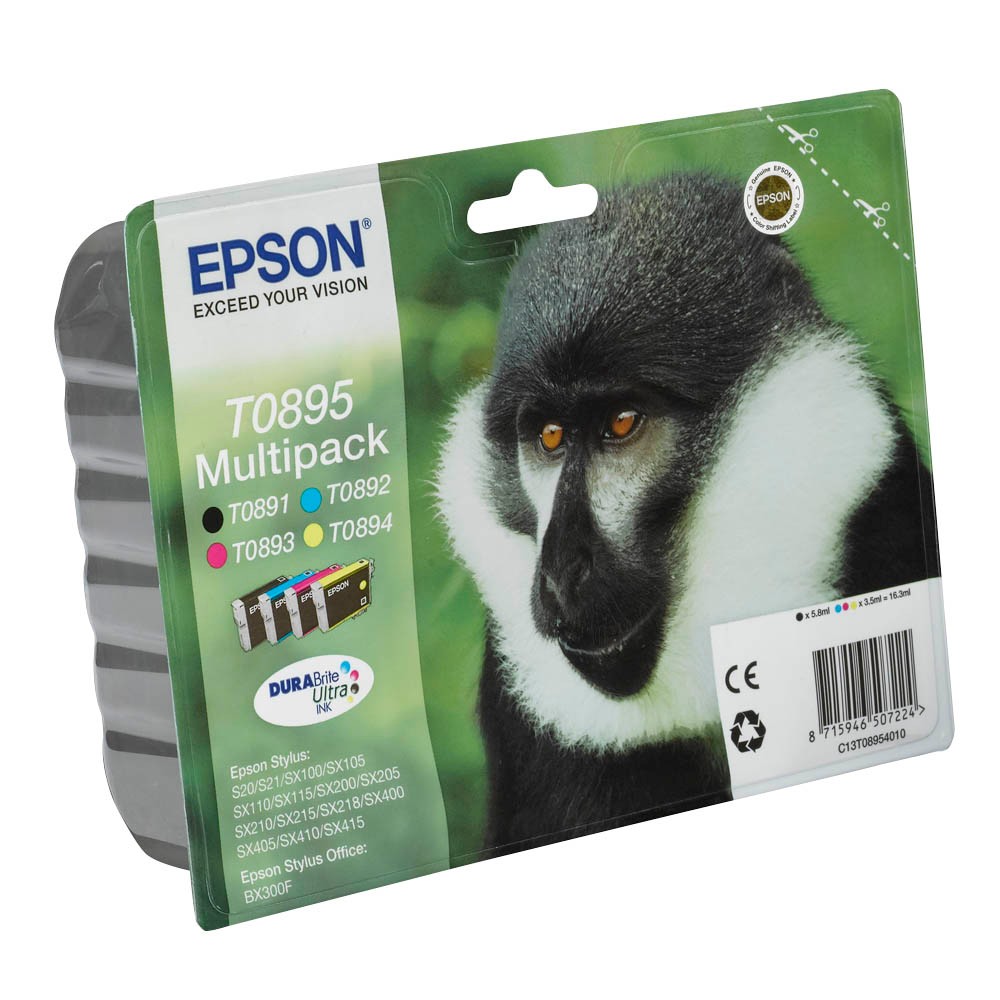 Epson Tintenpatrone gelb, magenta, schwarz, cyan (C13T08954010, T0895)