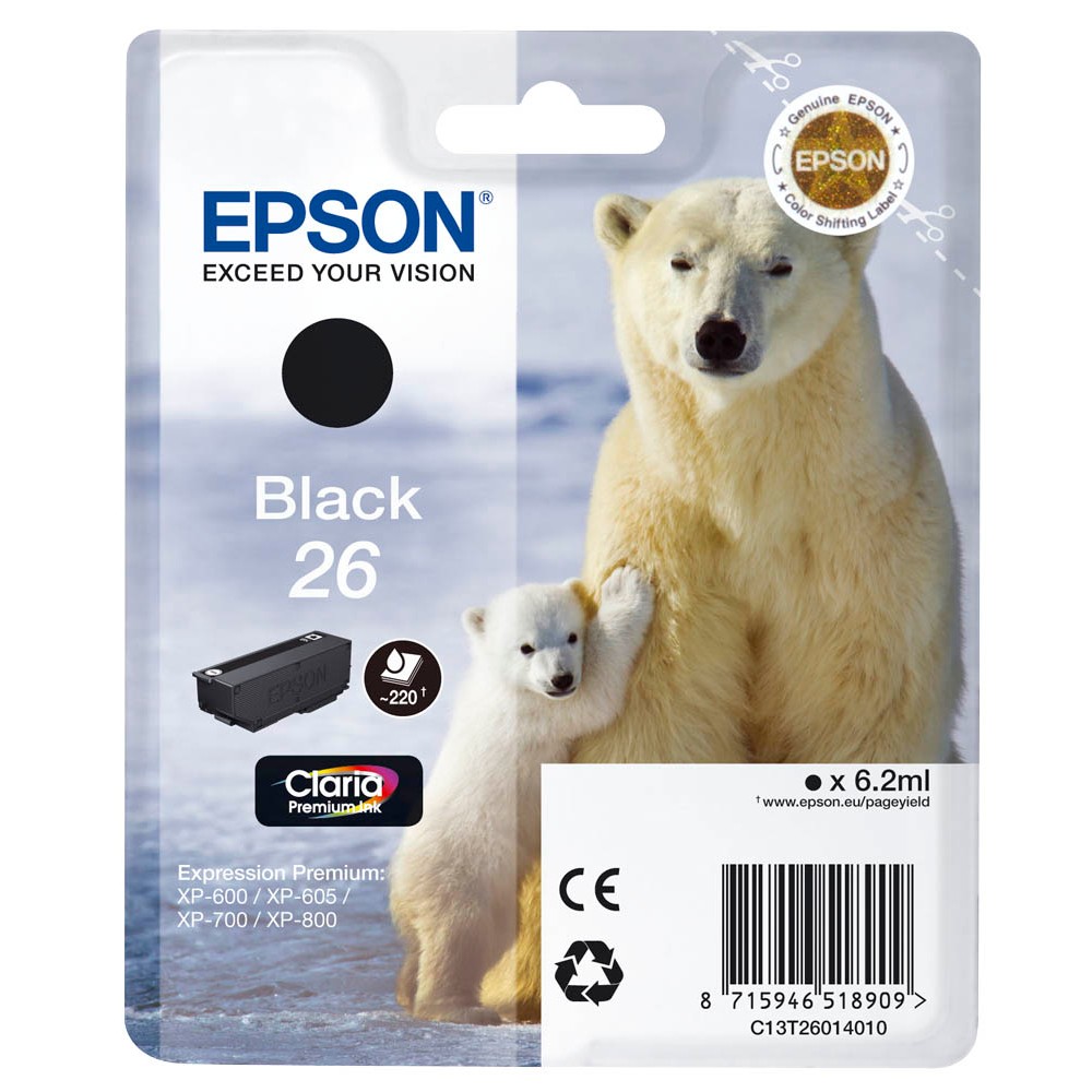 Epson 26 / C13T26014012 Tinte Black