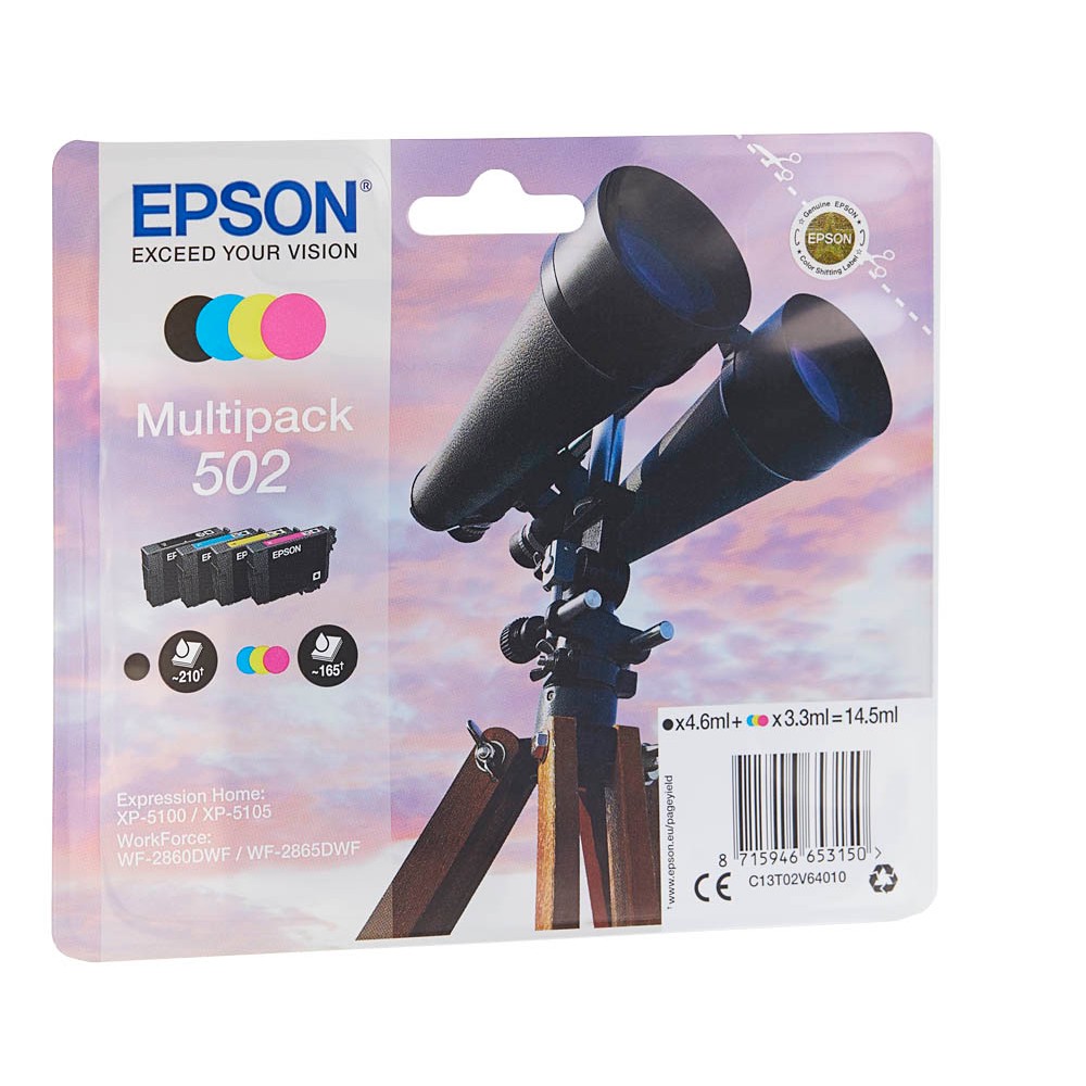 Epson 502  / C13T02V64010 Tinten Multipack CMYK (4er Set)
