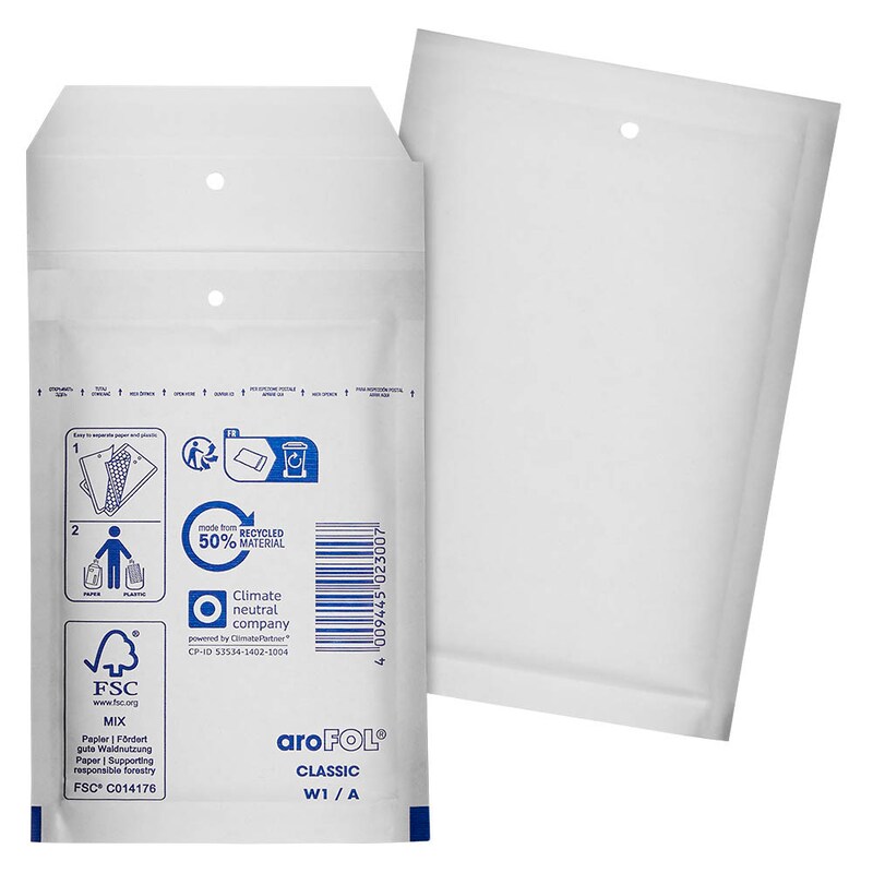 aroFOL® CLASSIC Luftpolstertaschen W1/A weiß für DIN A7, 200 St.