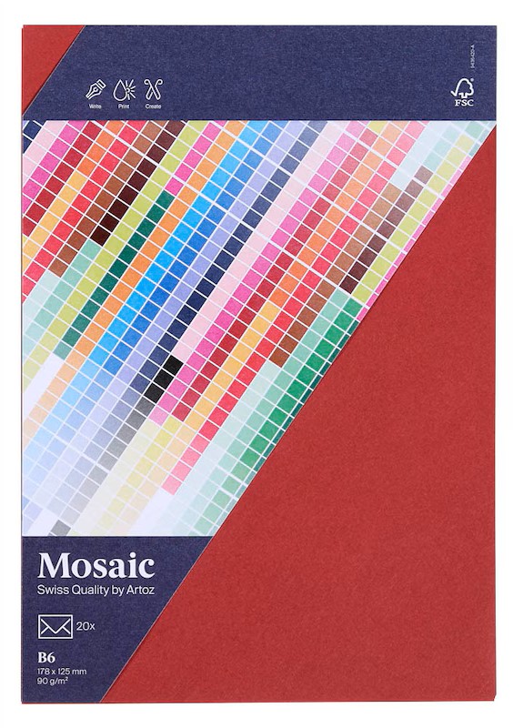 artoz Briefumschläge Mosaic DIN B6 ohne Fenster weinrot nassklebend 20 St.