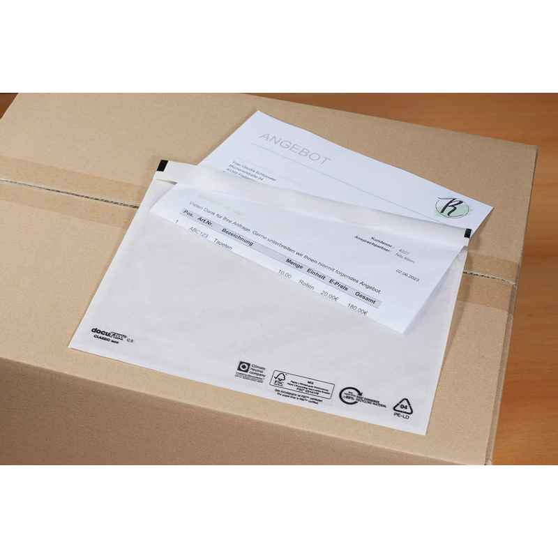 docuFIX® CLASSIC Lieferscheintaschen eco Kunststoff DIN C5 500 St.