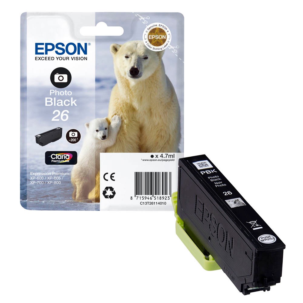 Epson 26 / C13T26114012 Tinte Photo-Black