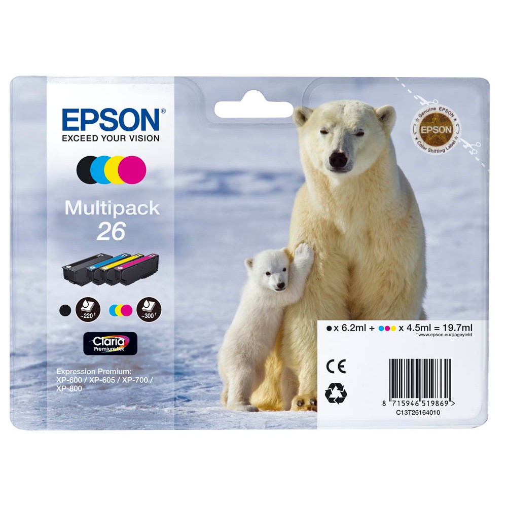 Epson 26 / C13T26164010 Tinten Multipack CMYK (4er Set)