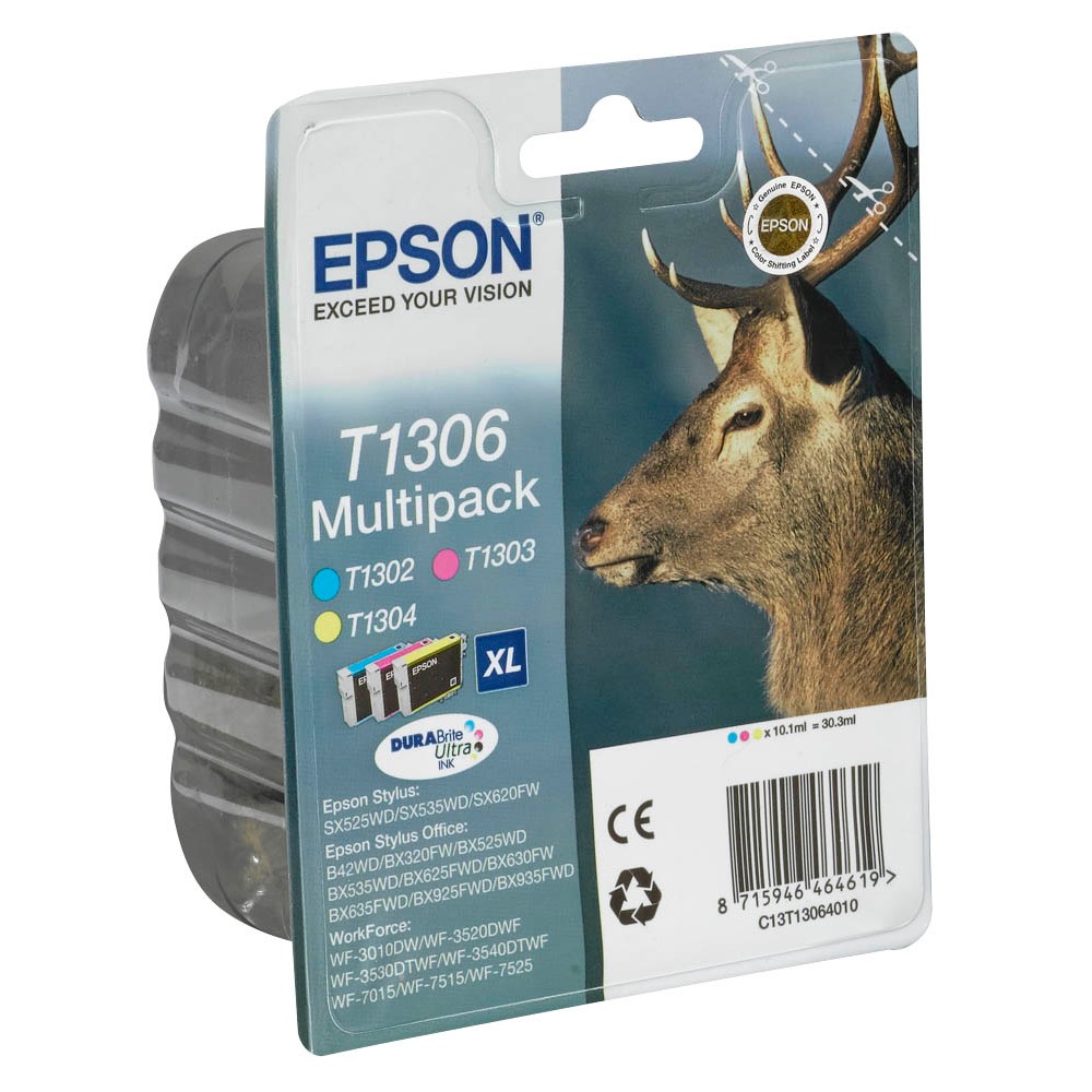 Epson Tintenpatrone gelb, magenta, cyan HC (C13T13064012, T1306)