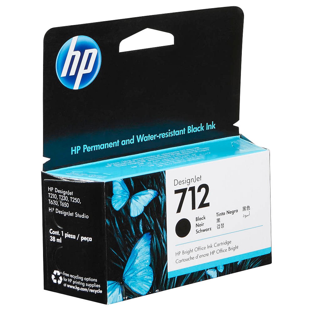 HP 712 / 3ED70A Tinte Black