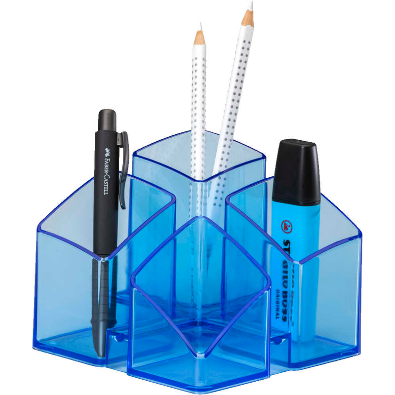 HAN Stiftehalter SCALA blau-transparent Polystyrol 4 Fächer 12,5 x 12,5 x 10,0 cm