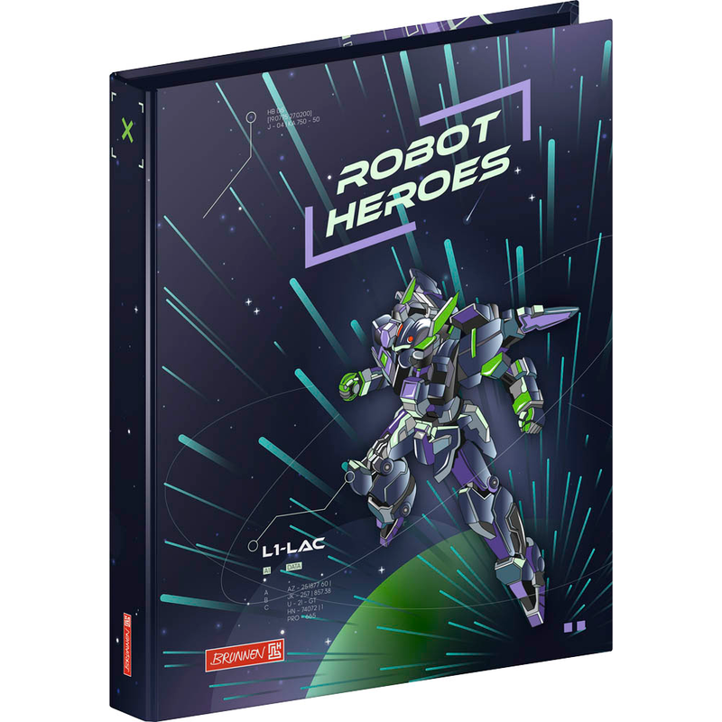 BRUNNEN ROBOT HEROES Ringbuch 2-Ringe dunkelblau, lila 3,2 cm DIN A4, 1 St.