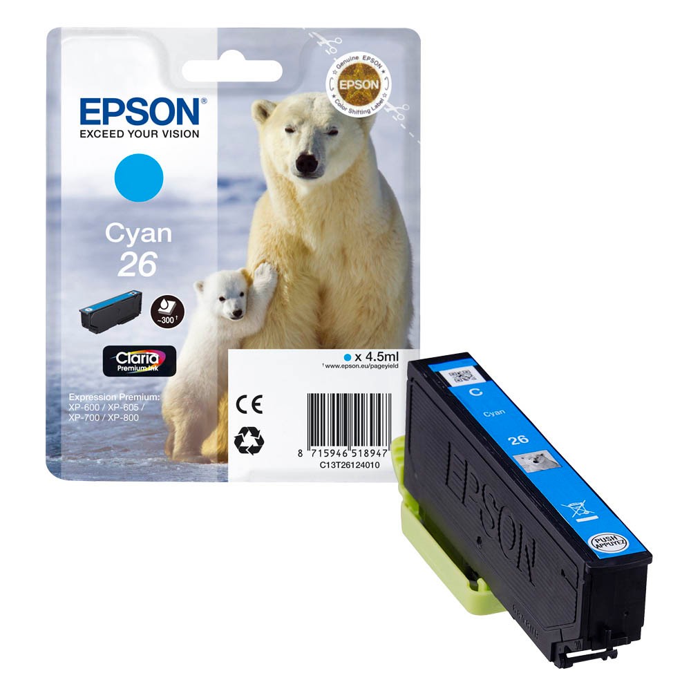 Epson 26 / C13T26124012 Tinte Cyan