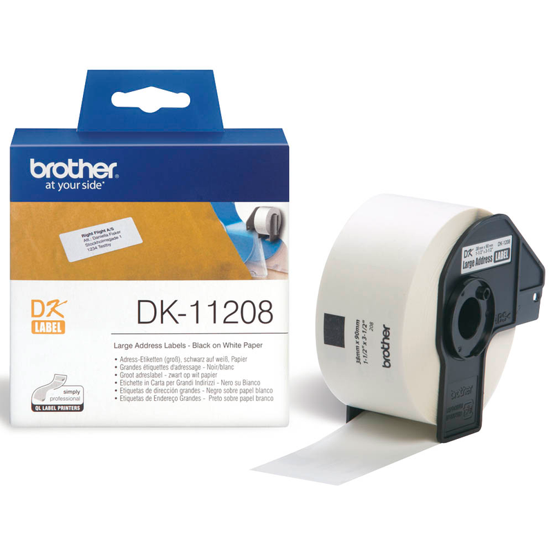 Brother Etikettenrolle für Etikettendrucker DK11208 weiß, 38,0 x 90,0 mm, 1 x 400 Etiketten