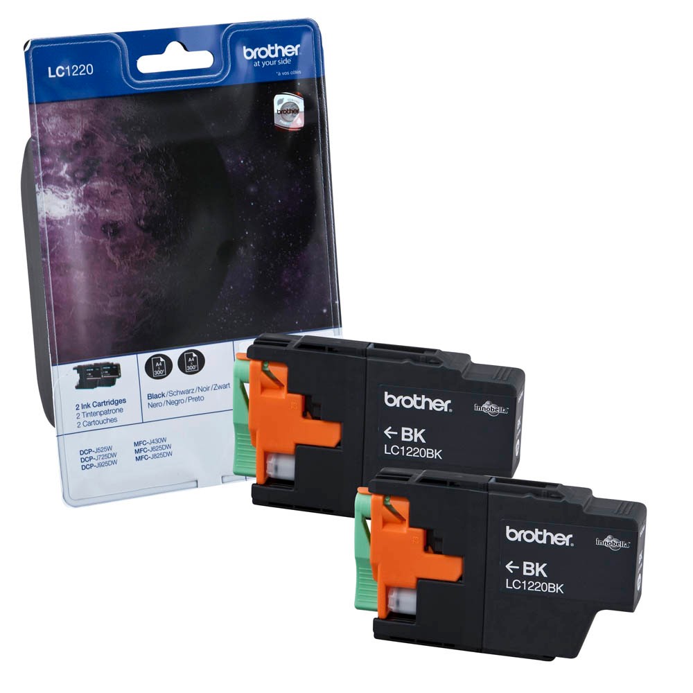 Brother Tintenpatrone 2 x schwarz (LC-1220BKBP2DR)