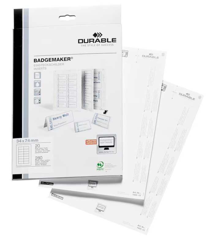 DURABLE Einsteckschilder für Namensschilder Badgemaker 7,4 x 3,4 cm, 280 St.