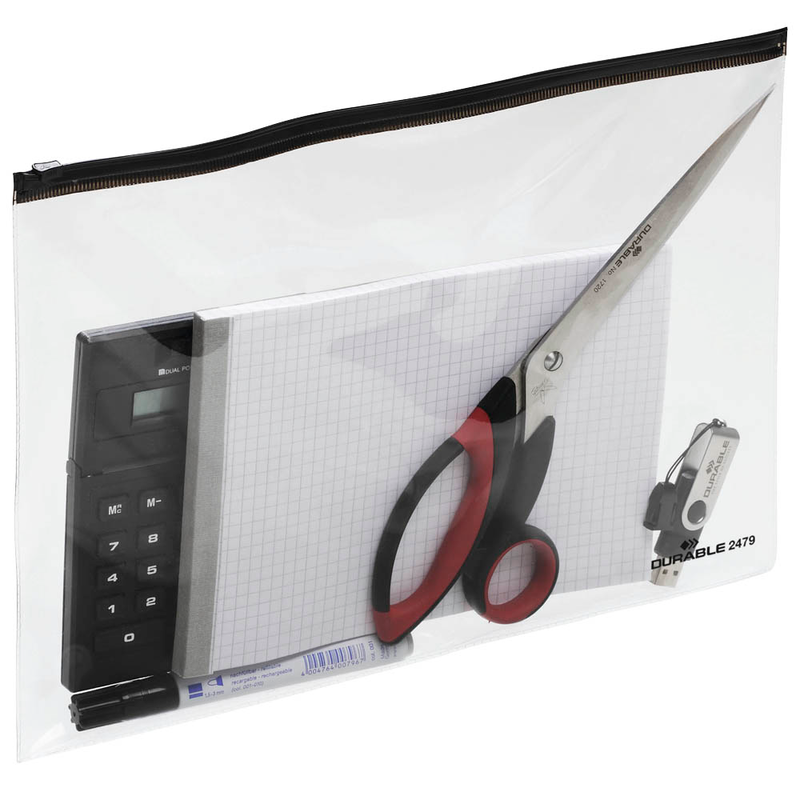 DURABLE Gleitverschlussbeutel ZIP BAG DIN A4 transparent/schwarz 0,43 mm, 5 St.