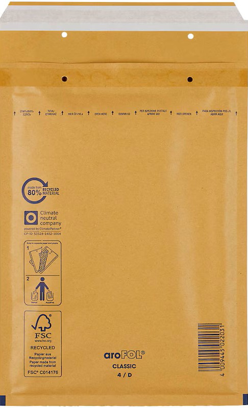 aroFOL® CLASSIC Luftpolstertaschen 4/D braun für DIN A5, 100 St.