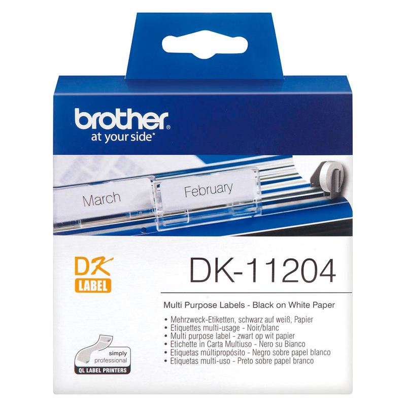 Brother Etikettenrolle für Etikettendrucker DK11204 weiß, 17,0 x 54,0 mm, 1 x 400 Etiketten