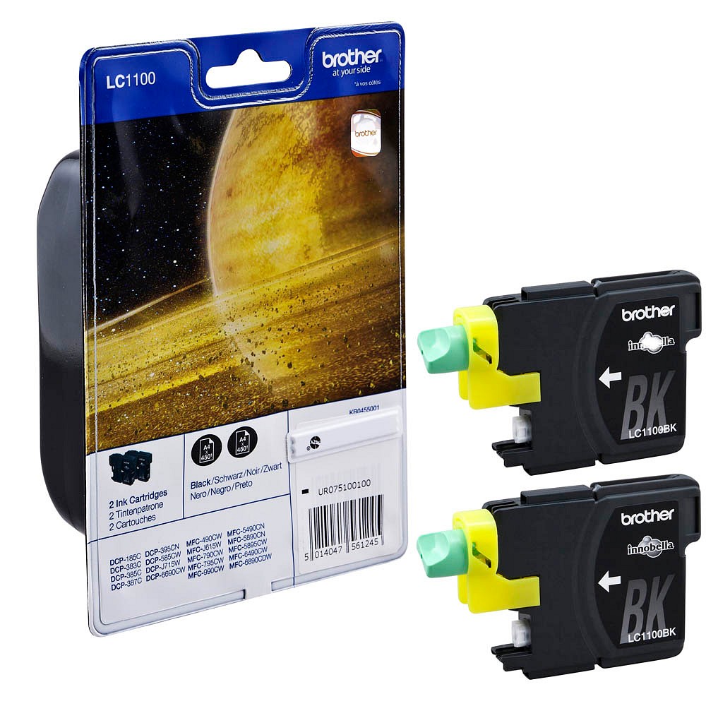 Brother Tintenpatrone 2 x schwarz (LC-1100BKBP2DR)