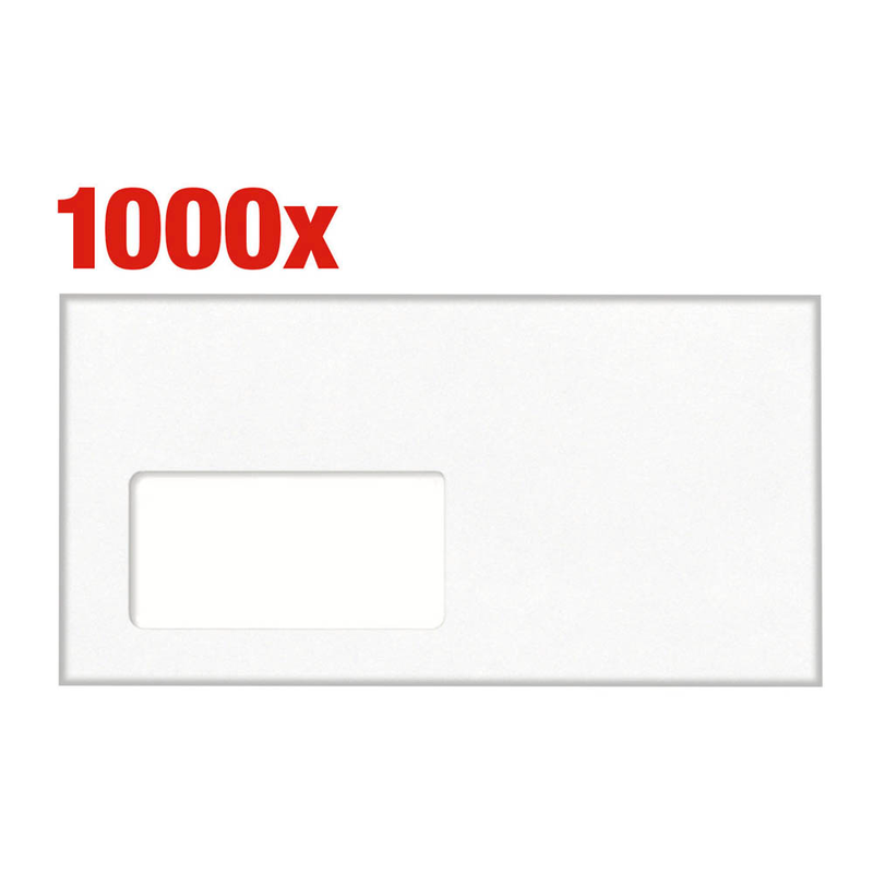 BONG Kuvertierhüllen KuvertierStar DIN lang+ mit Fenster weiß nassklebend 1.000 St.