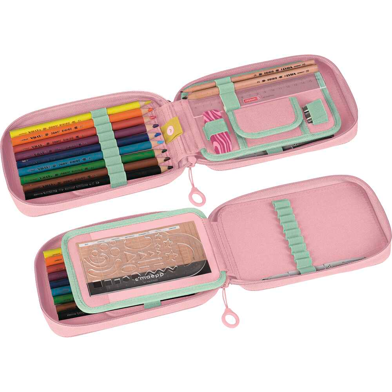 BRUNNEN Federmäppchen befüllt s'maepp Sweet Unicorn pastell-rosa/grün 16-teilig, 20,0 x 4,5 cm