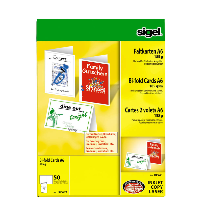 SIGEL Faltkarten weiß DP671 weiß DIN A6, 50 St.