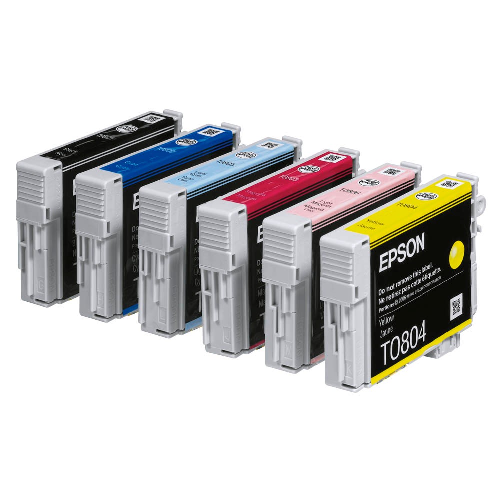 Epson Tintenpatrone gelb, cyan light, magenta light, magenta, schwarz, cyan (C13T08074011, T0807)