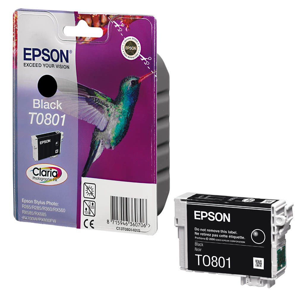 Epson Tintenpatrone schwarz (C13T08014011, T0801)