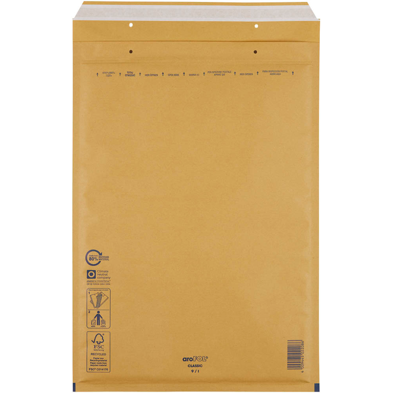 aroFOL® CLASSIC Luftpolstertaschen 9/I braun für DIN E4, 50 St.
