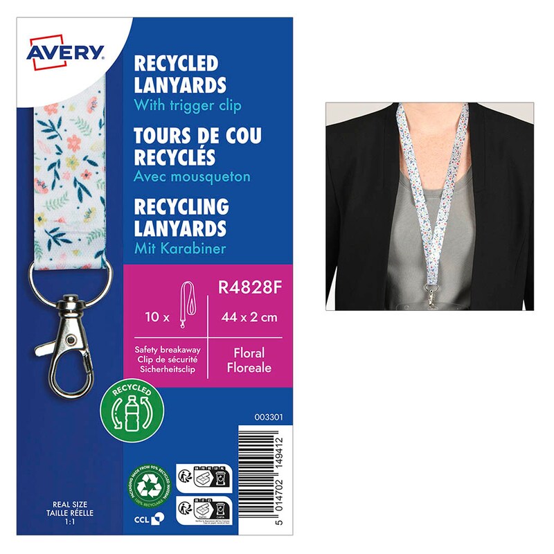 AVERY Zweckform Lanyards Floral R4828F, Textilband, weiß, 10 St.