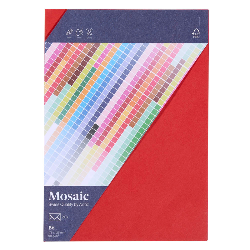 artoz Briefumschläge Mosaic DIN B6 ohne Fenster feuerrot nassklebend 20 St.